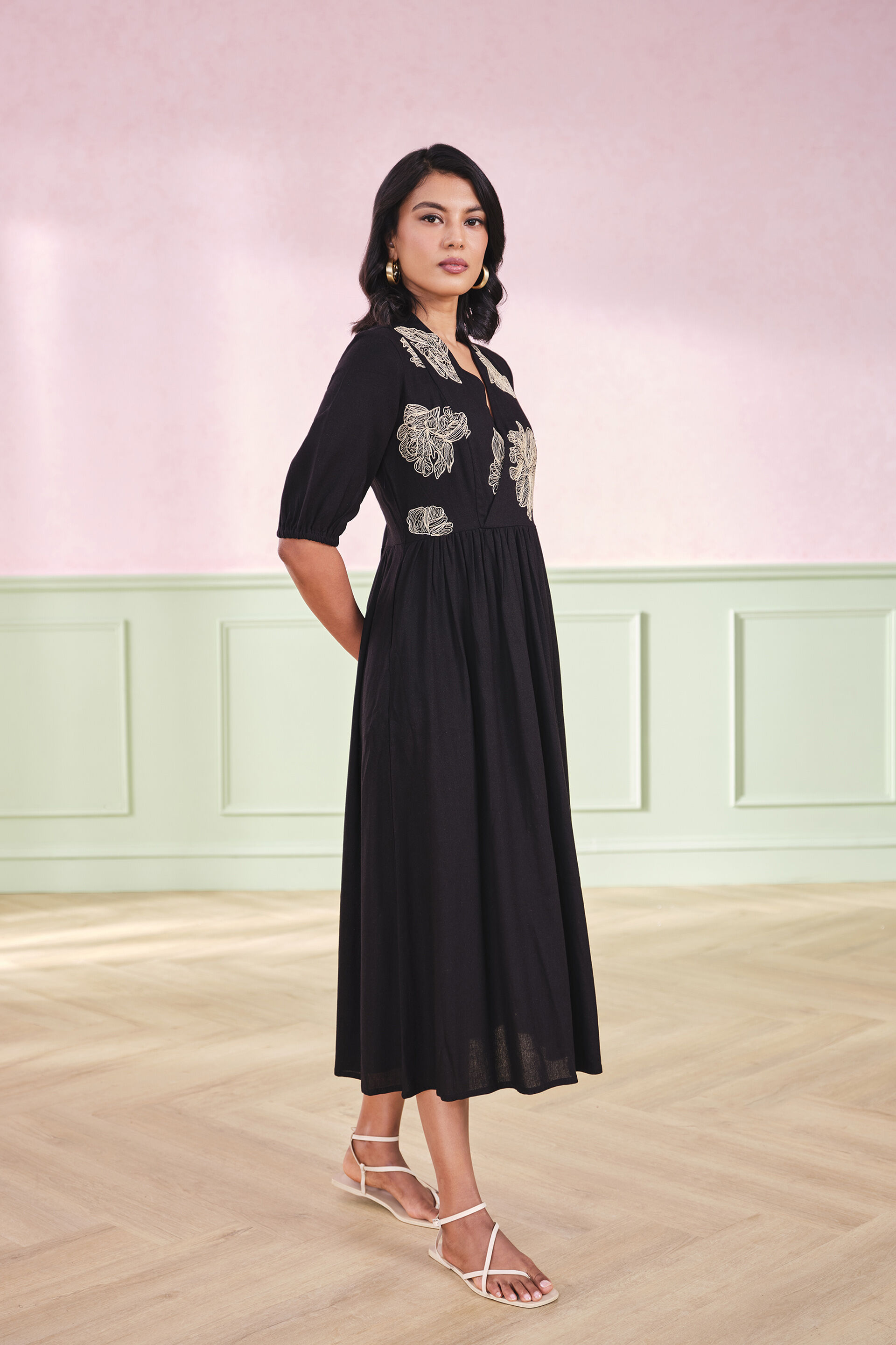 The Gala Viscose Blend Black Dress, Black, image 4